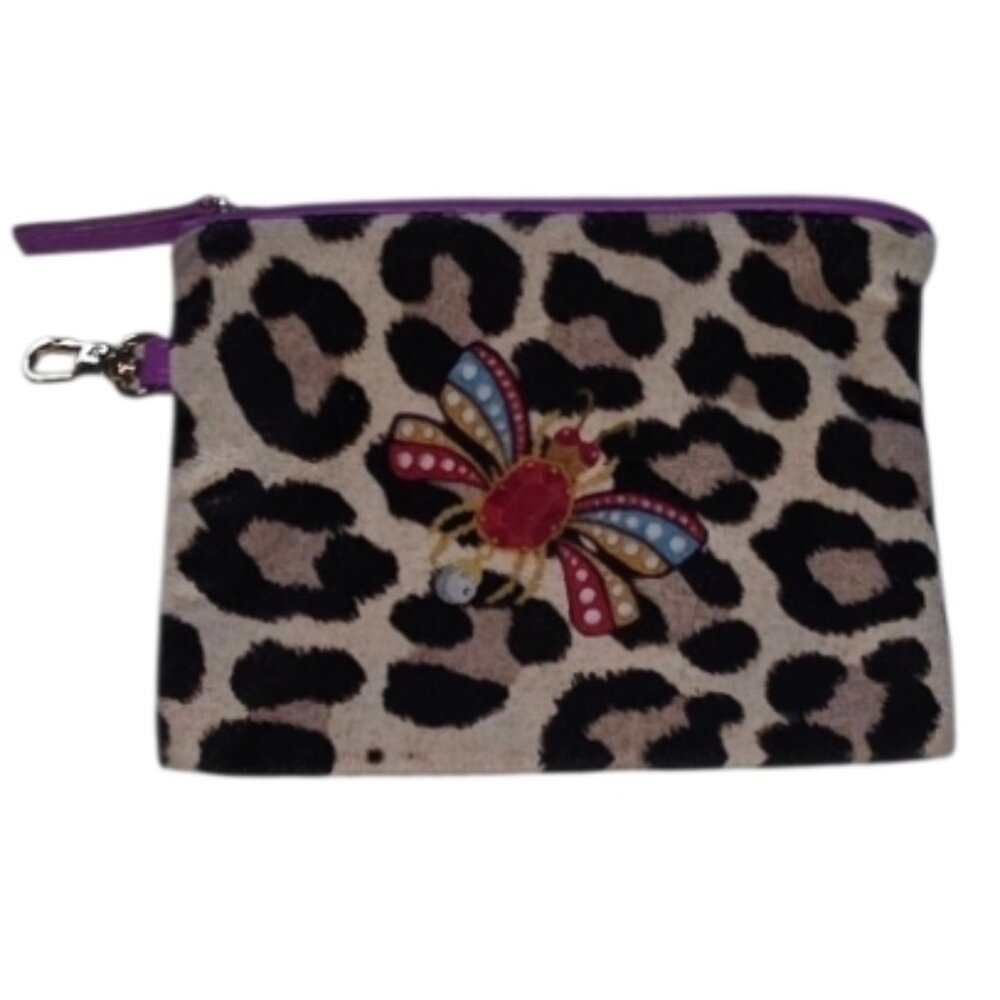 Estee Lauder Leopard Makeup Pouch Animal Print Butterfly Bag Charm